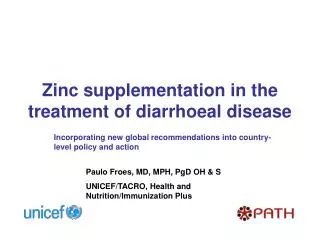 Zinc supplementation in the treatment of diarrhoeal disease