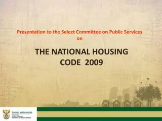 Presentation to the Select Committee on Public Services on