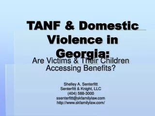 TANF &amp; Domestic Violence in Georgia: