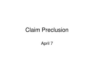Claim Preclusion
