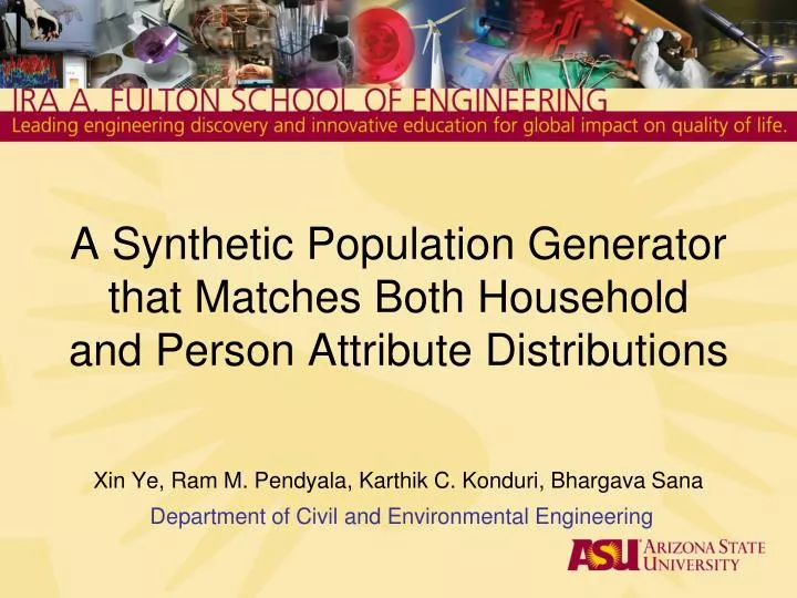 a synthetic population generator that matches both household and person attribute distributions