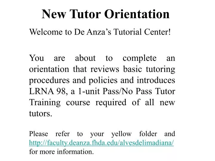 new tutor orientation