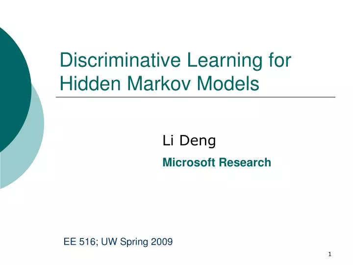 discriminative learning for hidden markov models