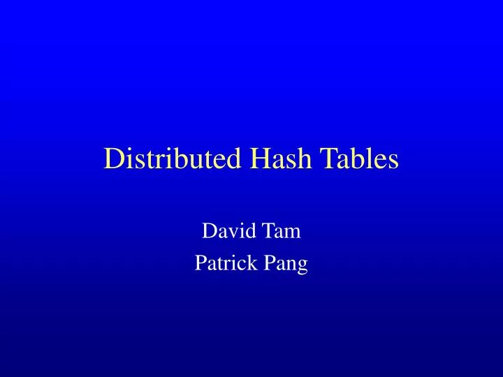 distributed hash tables