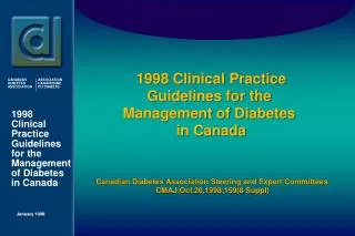 1998 Clinical Practice Guidelines for the Management of Diabetes in Canada