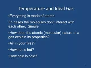 Temperature and Ideal Gas