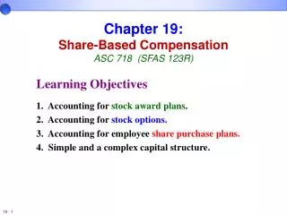 Chapter 19: Share-Based Compensation ASC 718 (SFAS 123R)
