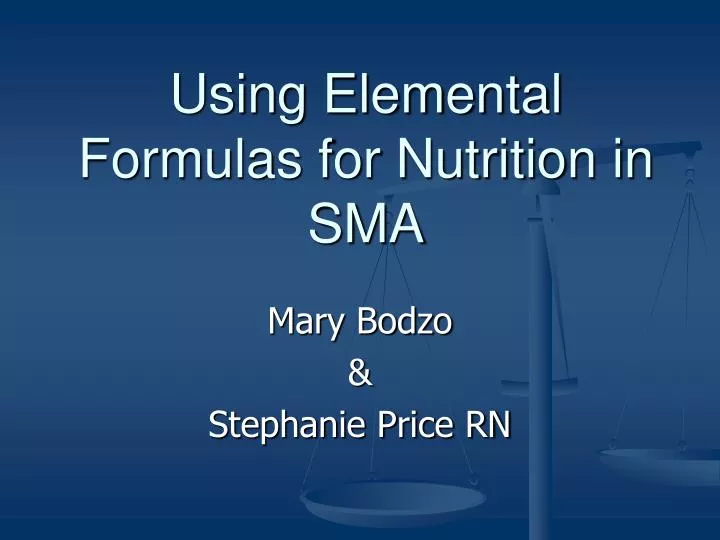 using elemental formulas for nutrition in sma