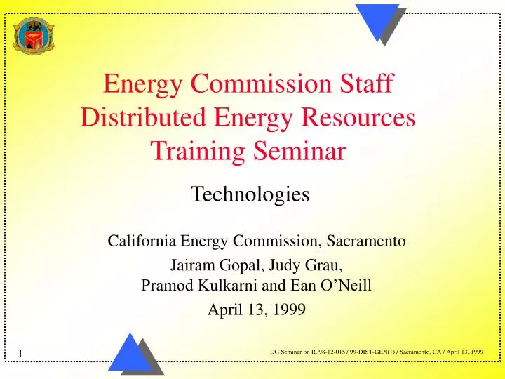 energy commission staff distributed energy resources training seminar