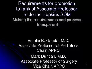 Requirements for promotion to rank of Associate Professor at Johns Hopkins SOM Making the requirements and process tr