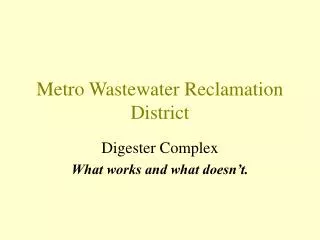 Metro Wastewater Reclamation District