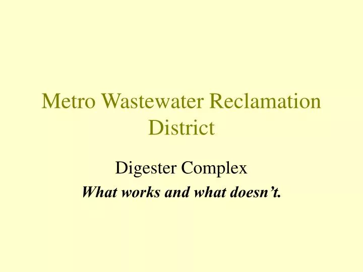 metro wastewater reclamation district