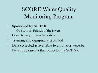 SCORE Water Quality Monitoring Program