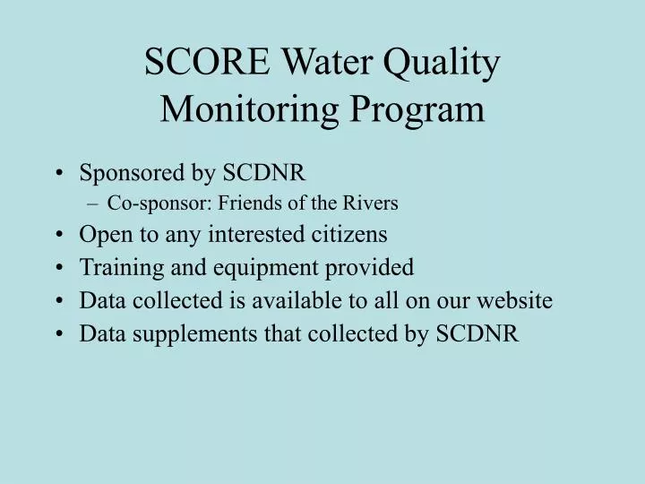 score water quality monitoring program