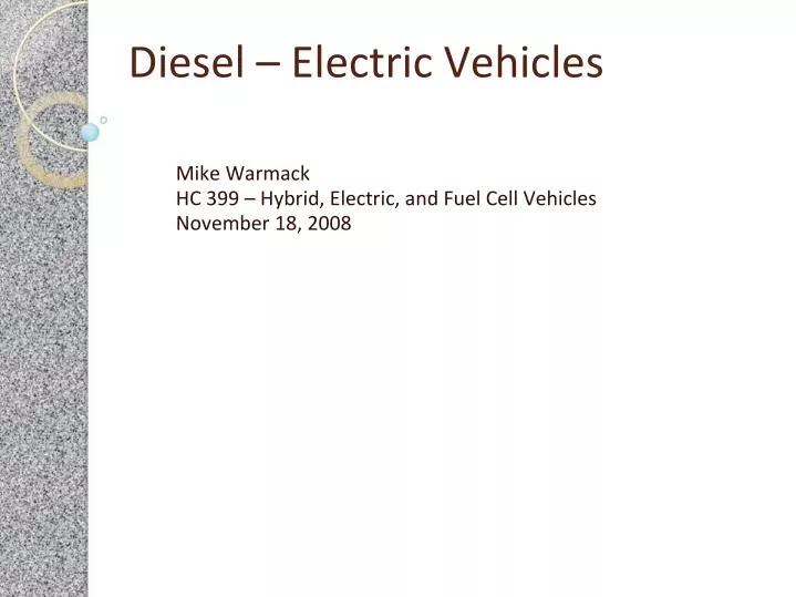 diesel electric vehicles