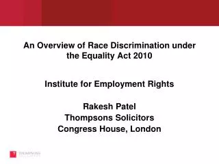 An Overview of Race Discrimination under the Equality Act 2010