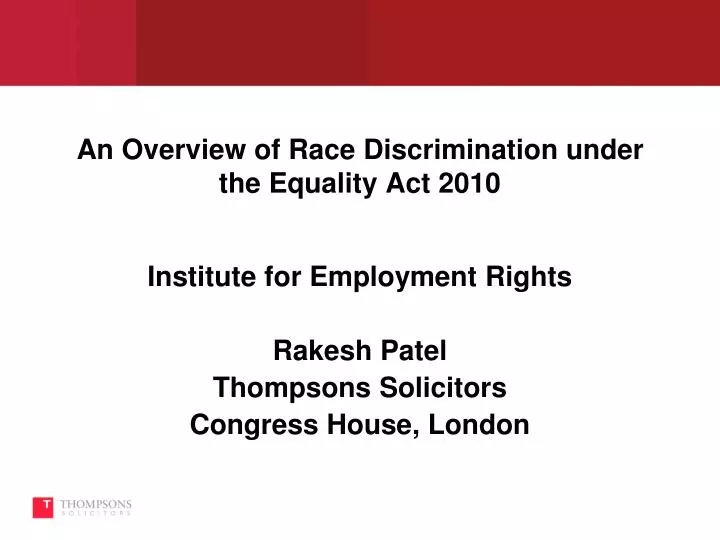 an overview of race discrimination under the equality act 2010