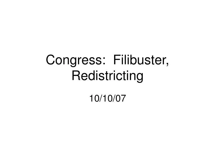 congress filibuster redistricting