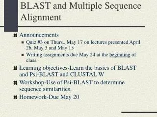 BLAST and Multiple Sequence Alignment