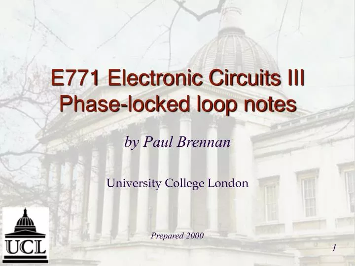 e771 electronic circuits iii phase locked loop notes