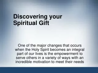 Discovering your Spiritual Gift
