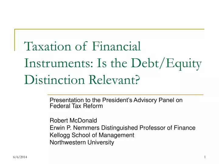 taxation of financial instruments is the debt equity distinction relevant