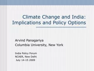 Climate Change and India: Implications and Policy Options