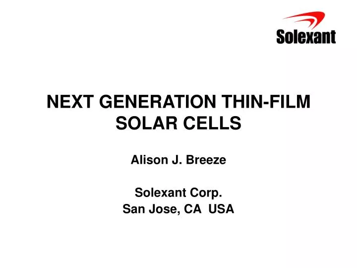 next generation thin film solar cells