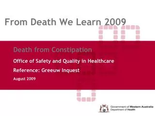 From Death We Learn 2009