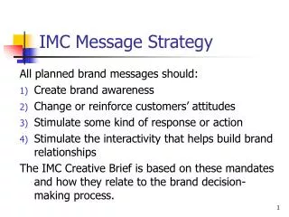 IMC Message Strategy