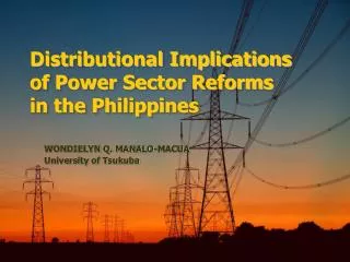 Distributional Implications of Power Sector Reforms in the Philippines