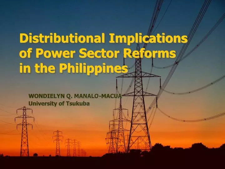 distributional implications of power sector reforms in the philippines