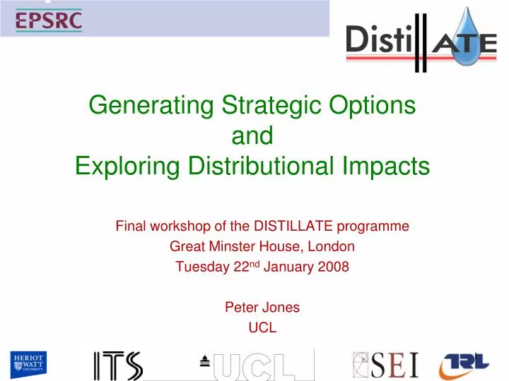 generating strategic options and exploring distributional impacts