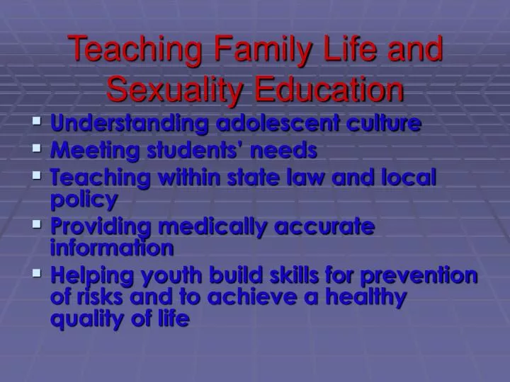 teaching family life and sexuality education