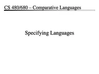 Specifying Languages