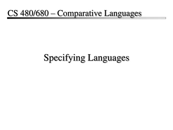 specifying languages
