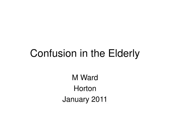 confusion in the elderly