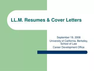 LL.M. Resumes &amp; Cover Letters