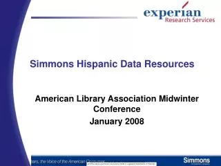 Simmons Hispanic Data Resources
