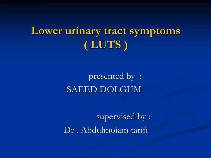 lower urinary tract symptoms luts