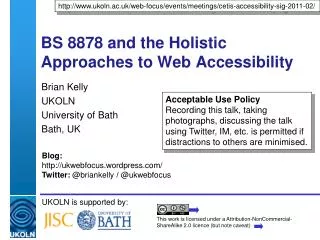 BS 8878 and the Holistic Approaches to Web Accessibility