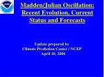 Madden/Julian Oscillation: Recent Evolution, Current Status and Forecasts - slide 1
