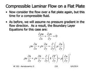 Compressible Laminar Flow on a Flat Plate