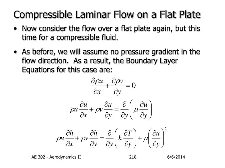 compressible laminar flow on a flat plate