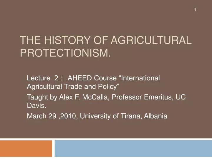 the history of agricultural protectionism