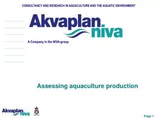 CONSULTANCY AND RESEARCH IN AQUACULTURE AND THE AQUATIC ENVIRONMENT