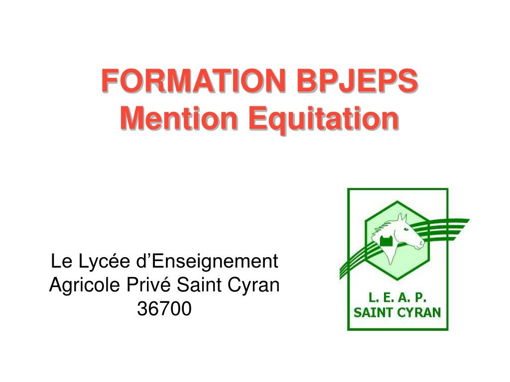 PPT - FORMATION BPJEPS Mention Equitation PowerPoint Presentation, free