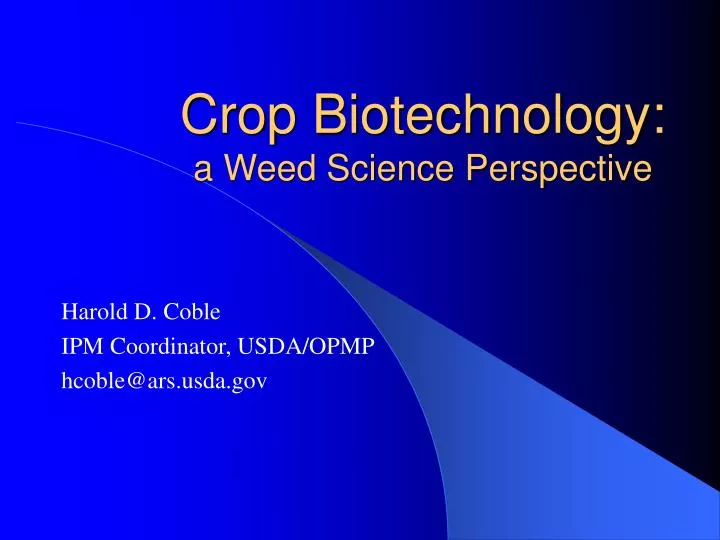 crop biotechnology a weed science perspective