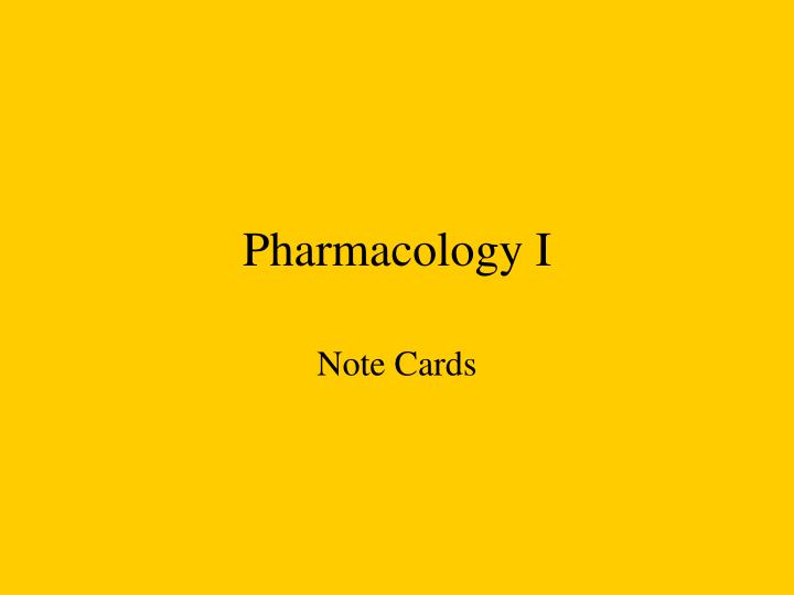 pharmacology i