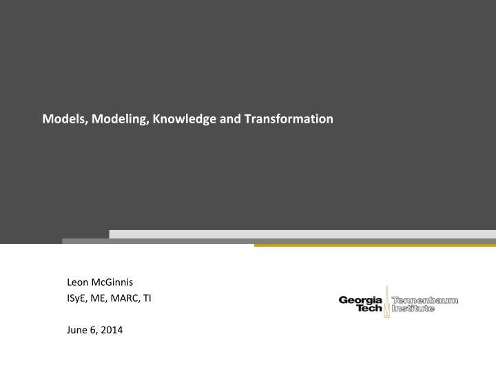 models modeling knowledge and transformation